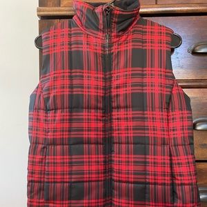 Red and Black Plaid Vest